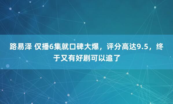 路易泽 仅播6集就口碑大爆，评分高达9.5，终于又有好剧可以追了